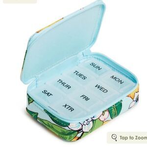 Vera Bradley Lemon Grove Blue Yellow Green Zip Travel Pill Case